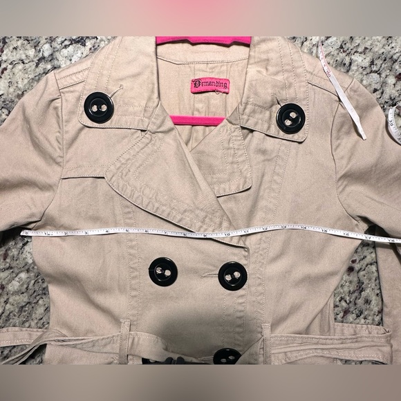 Demanding Say What? Flared Double Breasted Women's Cotton Trench Jacket VTG RARE - Picture 7 of 7